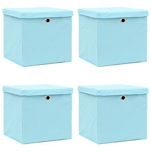 vidaXL &Uacute;ložn&eacute; boxy s vekom 4 ks, svetlomodr&eacute; 32x32x32 cm, l&aacute;tka