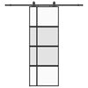 vidaXL Posuvn&eacute; dvere s kovan&iacute;m čierne 76x205 cm tvrden&eacute; sklo