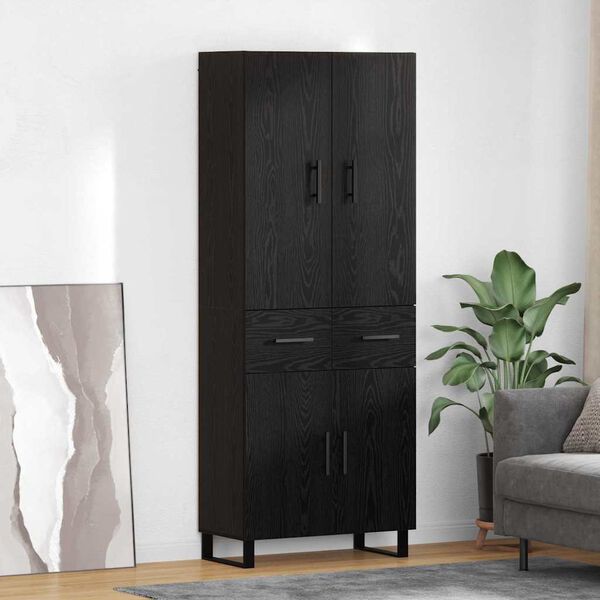 vidaXL Highboard so z&aacute;suvkou 2 pcs Čierny dub 69,5 x 34 x 180 cm