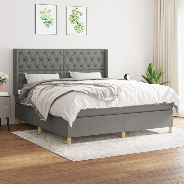 vidaXL Boxspring posteľ s matracom tmavosiv&aacute; 160x200 cm l&aacute;tka