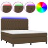 vidaXL Posteľ boxsping s matracom a LED tmavohned&aacute; 160x200 cm l&aacute;tka