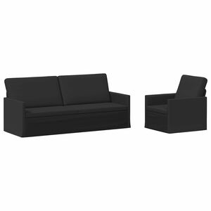 vidaXL Sada pohoviek 2 pcs Čierna L&aacute;tka