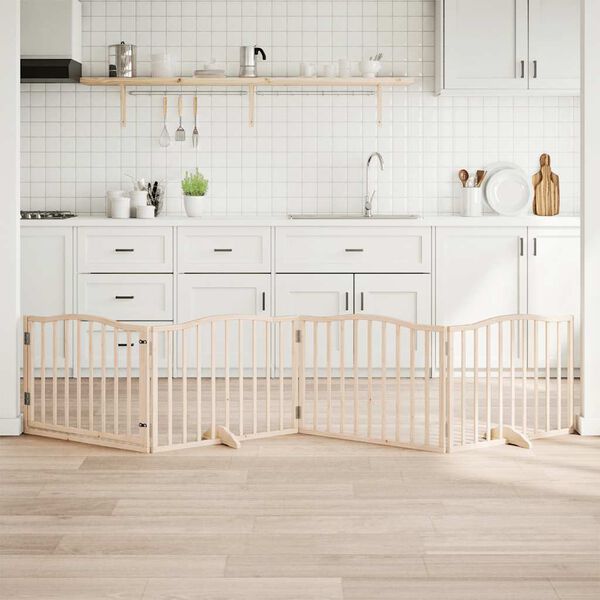 vidaXL Br&aacute;na pre psa s dverami skladacia 4 panely 320cm topoľov&eacute; drevo