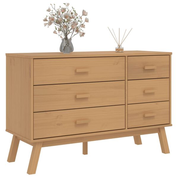 vidaXL Zásuvková skrinka OLDEN hnedá borovicový masív