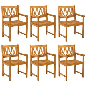 vidaXL Z&aacute;hradn&eacute; kresl&aacute; 6 pcs Pr&iacute;rodn&aacute; Pevn&eacute; ak&aacute;ciov&eacute; drevo