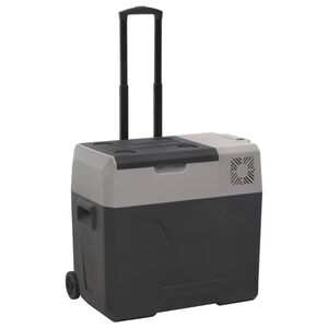 vidaXL Chladiaci box s kolieskom a rukov&auml;ťou čierno-siv&yacute; 50 l PP