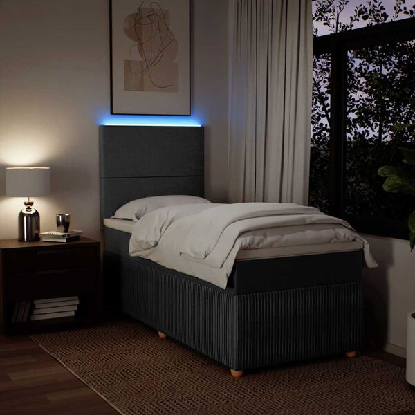 vidaXL Boxspring posteľ s matracom tmavosiv&aacute; 100x200 cm l&aacute;tka