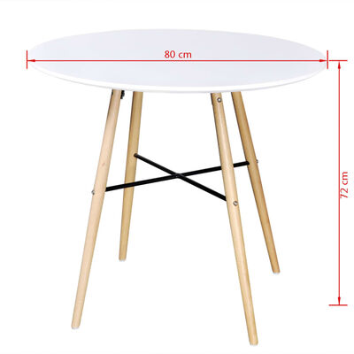 Biely kuchynský set, 1 okrúhly stôl a 2 stoličky bez opierok