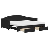 vidaXL Rozkladacia denná posteľ so zásuvkami čierna 90x190 cm látka