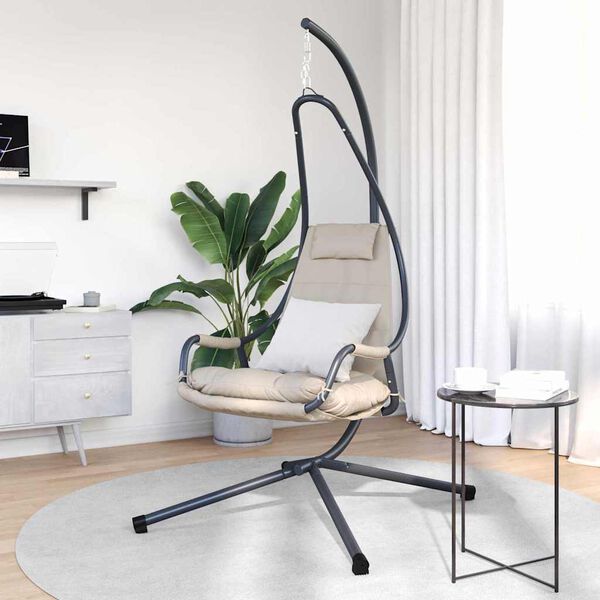 vidaXL Závesné kreslo vajíčko Sivohnedá 94 x 107 x 196,5 cm Oceľ
