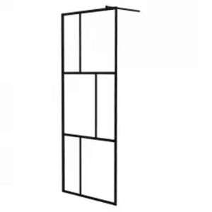 vidaXL Sprchov&aacute; z&aacute;stena s tvrden&yacute;m sklom čierna 80x195 cm