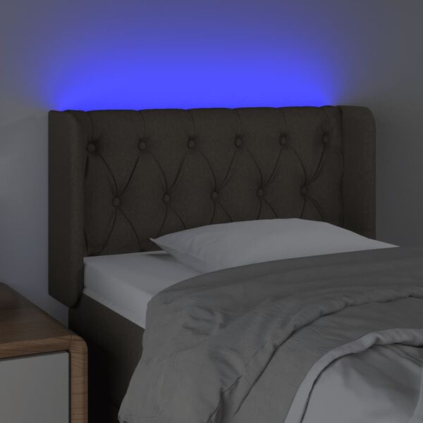 vidaXL Čelo postele s LED sivohnedé 83x16x78/88 cm látka
