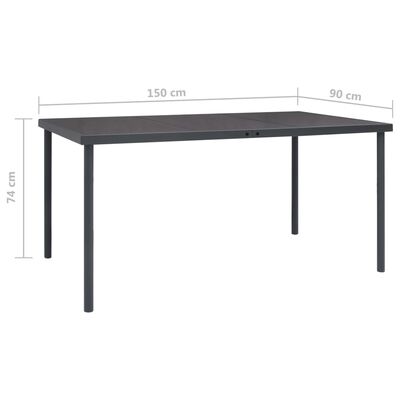 vidaXL Vonkajší jedálenský stôl antracitový 150x90x74 cm oceľ
