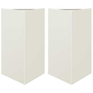 vidaXL Z&aacute;hradn&eacute; kvetin&aacute;če 2 ks biele trojuholn&iacute;k 50x43x75 cm oceľ