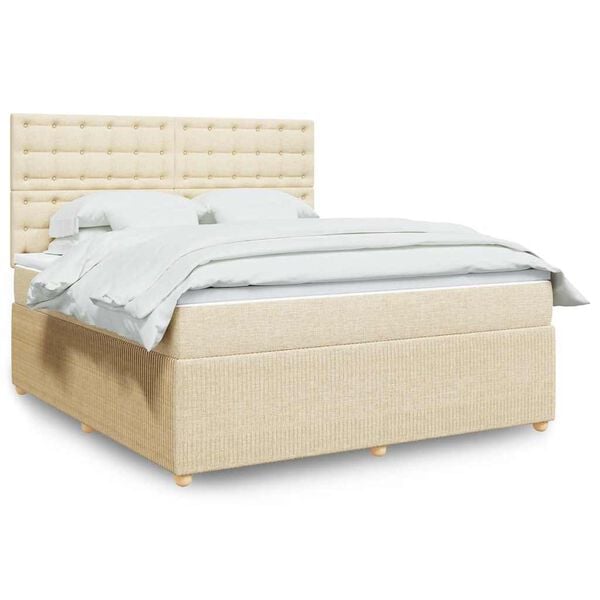 vidaXL Posteľn&yacute; r&aacute;m boxspring s matracom kr&eacute;mov&yacute; 180x200 cm l&aacute;tka