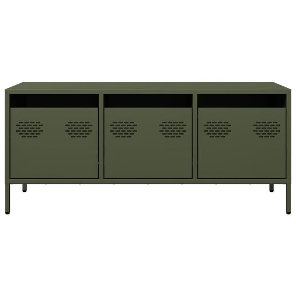 vidaXL TV skrinka olivovozelen&aacute; 101,5x39x43,5 cm oceľ