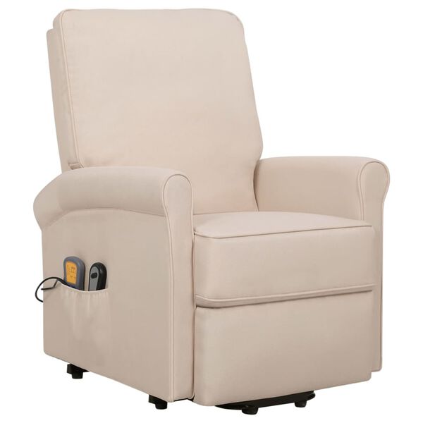 vidaXL Zdv&iacute;hacie mas&aacute;žne kreslo kr&eacute;mov&eacute; l&aacute;tka