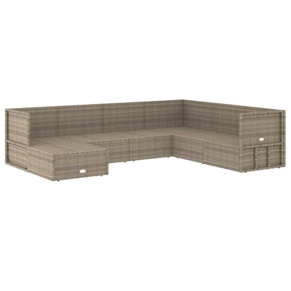 vidaXL 7-dielna záhradná sedacia súprava s vankúšmi sivá polyratanová