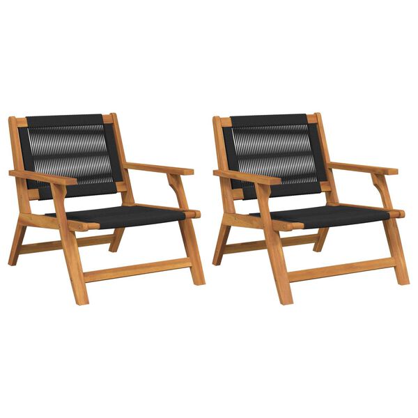 vidaXL Záhradný nábytok 2 pcs Čierna 78 x 67 x 73cm Akáciový masív