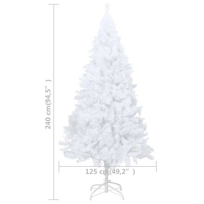 vidaXL Osvetlený umelý vianočný stromček s guľami, biely 240 cm