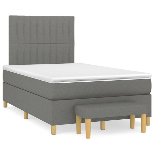 vidaXL Boxspring posteľ s matracom, tmavosiv&aacute; 120x190 cm, l&aacute;tka