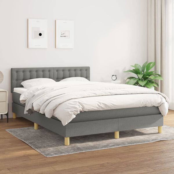 vidaXL Boxspring posteľ s matracom tmavosiv&aacute; 140x200 cm l&aacute;tka