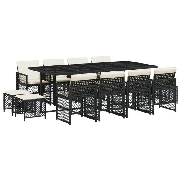 vidaXL 13-dielna z&aacute;hr. jed&aacute;lensk&aacute; s&uacute;prava s vank&uacute;&scaron;mi čierna polyratan