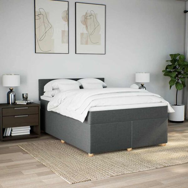 vidaXL Boxspring posteľ s matracom tmavosiv&aacute; 140x190 cm l&aacute;tka
