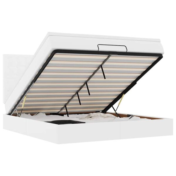 vidaXL Osmanský rám postele s matracom biela 180x200 cm umelá koža