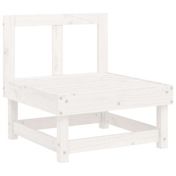 vidaXL Stredová pohovka s podložkami biela borovicový masív