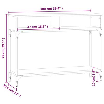 vidaXL Konzolový stolík sivý sonoma 100x30,5x75 cm kompozitné drevo