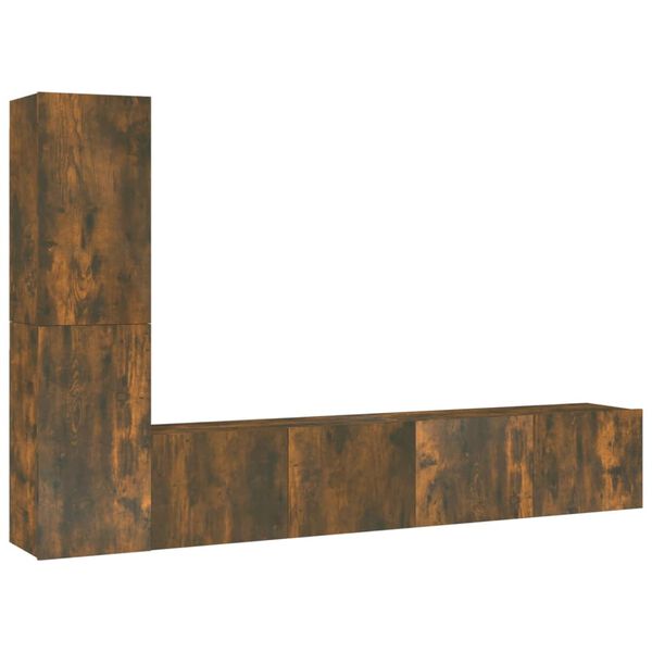 vidaXL 4-dielna súprava TV skriniek dymový dub spracované drevo