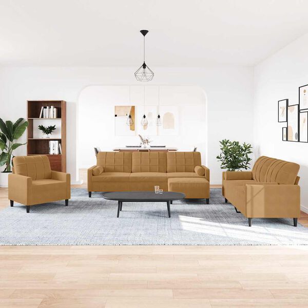 vidaXL 4-dielna sedacia s&uacute;prava vank&uacute;&scaron;e a podhlavn&iacute;k hned&aacute; zamat