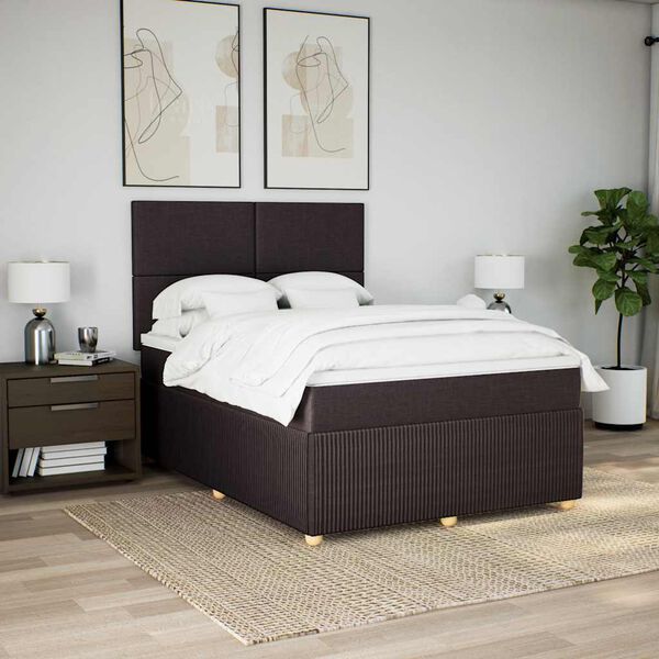 vidaXL Boxspring posteľ s matracom tmavohned&aacute; 140x190 cm l&aacute;tka