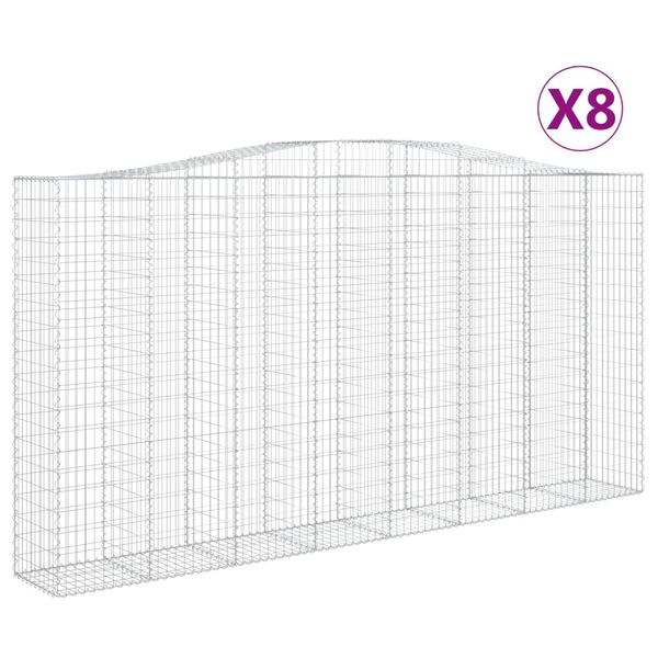 vidaXL Oblúkový gabionový kôš 8 ks 400x50x200/220cm pozinkované železo