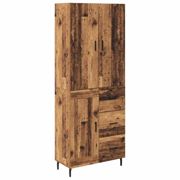 vidaXL Highboard 2 pcs Star&eacute; drevo Drevovl&aacute;knit&aacute; doska a sklo