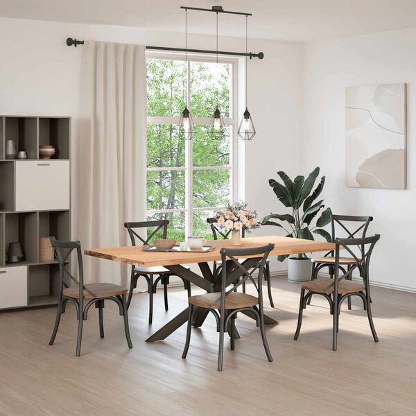 vidaXL Noha jed&aacute;lensk&eacute;ho stola v tvare pav&uacute;ka, čierna 150x78x(72-73) cm, oceľ