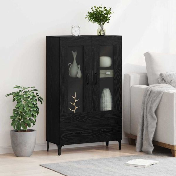 vidaXL Highboard so z&aacute;suvkou Čierny dub 70 x 31 x 115 cm