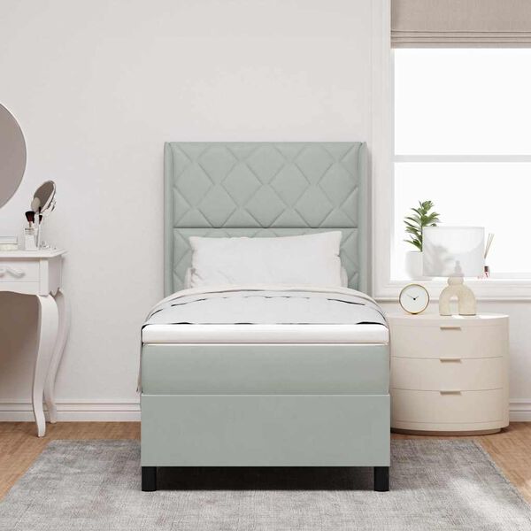 vidaXL Posteľ s pružinov&yacute;m r&aacute;mom s LED Svetlosiv&aacute; 100 x 200 cm Zamat