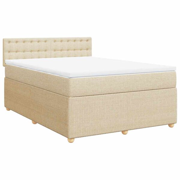 vidaXL Posteľn&yacute; r&aacute;m boxspring s matracom kr&eacute;mov&yacute; 140x200 cm l&aacute;tka