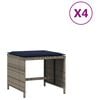 vidaXL Z&aacute;hradn&eacute; taburetky s vank&uacute;&scaron;mi 4 ks siv&eacute; 40x40x35 cm polyratan