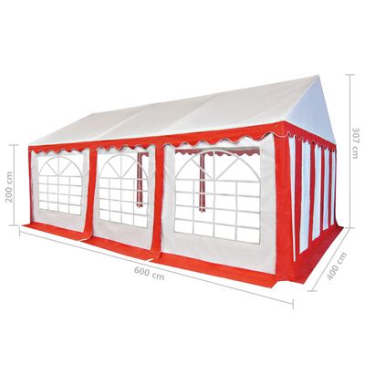 vidaXL Záhradná markíza PVC 4x6 m červeno-biela