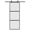 vidaXL Posuvn&eacute; dvere s kovan&iacute;m čierne 76x205 cm tvrden&eacute; sklo