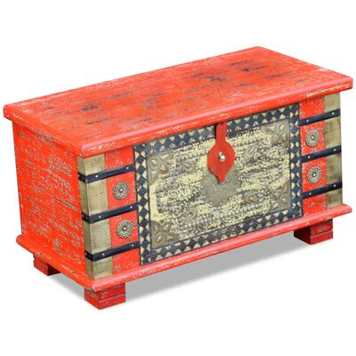 vidaXL Úložná truhlica z mangového dreva, červená, 80x40x45 cm