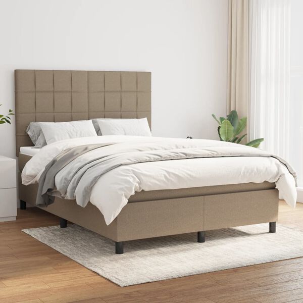 vidaXL Boxspring posteľ s matracom sivohned&yacute; 140x190 cm l&aacute;tka