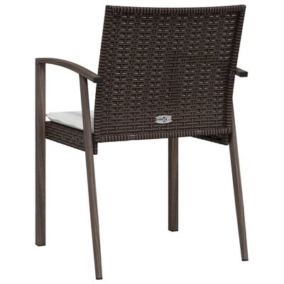 vidaXL Záhradné stoličky s vankúšmi 2 ks hnedé 56,5x57x83 cm polyratan