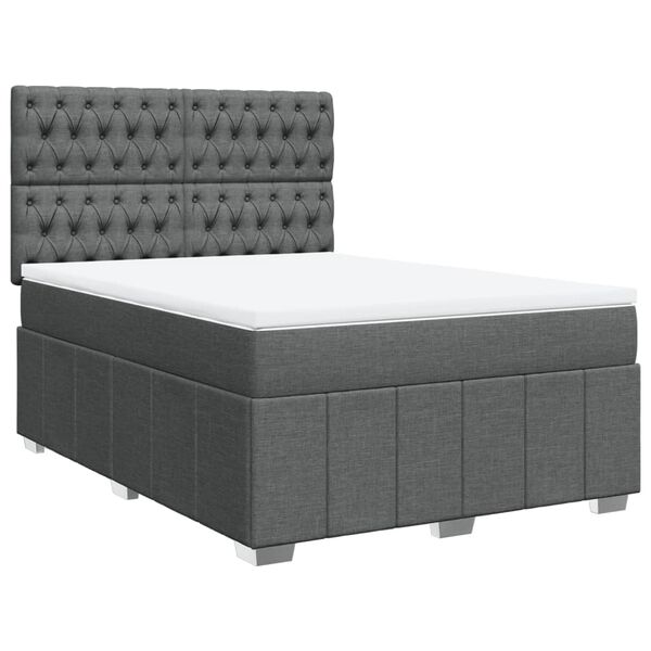 vidaXL Boxspring posteľ s matracom tmavosiv&aacute; 140x190 cm l&aacute;tka