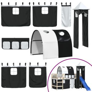 vidaXL Z&aacute;vesy pre poschodov&uacute; posteľ s tunelom a vežou bielo-čierne