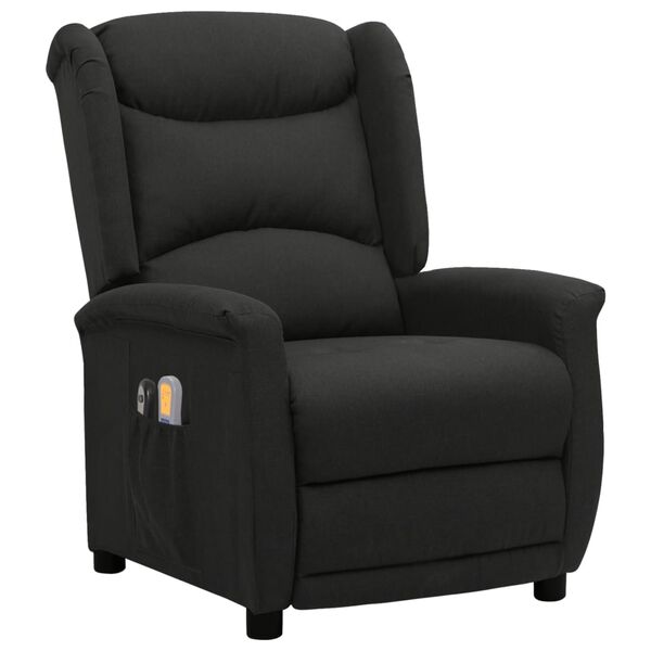 vidaXL Elektrické masážne kreslo čierne látkové