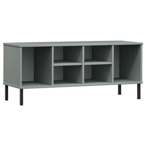 vidaXL Botn&iacute;k s kovov&yacute;mi nohami siv&yacute; 106x35x45 cm mas&iacute;vne drevo OSLO